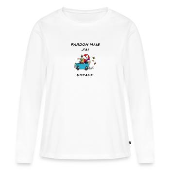 Pardon mais j'ai voyage - T-shirt manches longues Premium bio Femme - blanc - Devant - Julia (174cm)