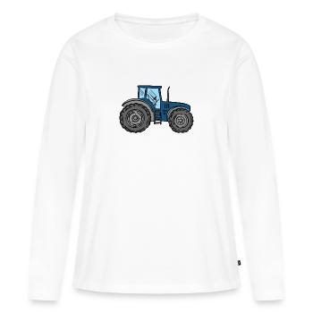 Tracteur - agriculteur - T-shirt manches longues Premium bio Femme - blanc - Devant - Julia (174cm)
