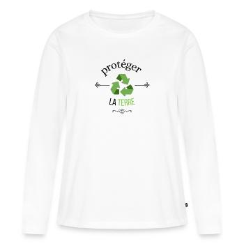 sauver la terre- écologie - T-shirt manches longues Premium bio Femme - blanc - Devant - Julia (174cm)