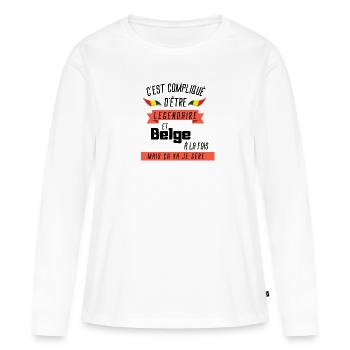 Belgique. t-shirt belgique - T-shirt manches longues Premium bio Femme - blanc - Devant - Julia (174cm)