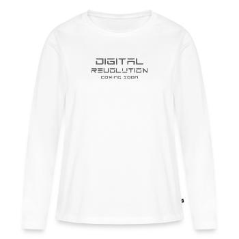 RÉVOLUTION NUMÉRIQUE - T-shirt manches longues Premium bio Femme - blanc - Devant - Julia (174cm)