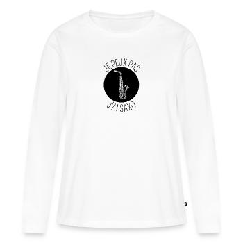 je peux pas j'ai saxo instrument de musique music - T-shirt manches longues Premium bio Femme - blanc - Devant - Julia (174cm)