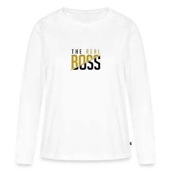 LE VRAI PATRON - T-shirt manches longues Premium bio Femme - blanc - Devant - Julia (174cm)