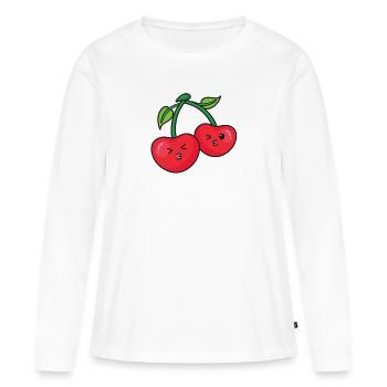 Cerise - T-shirt manches longues Premium bio Femme - blanc - Devant - Julia (174cm)