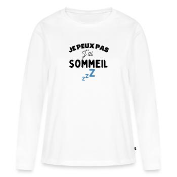Je peux j'ai sommeil dormir t shit dormeur humour - T-shirt manches longues Premium bio Femme - blanc - Devant - Julia (174cm)