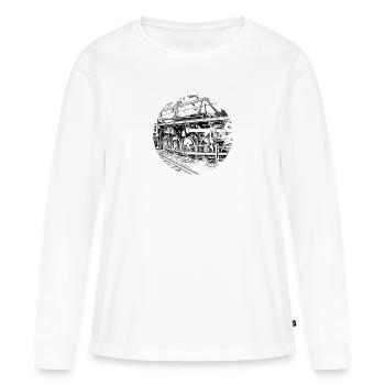 Locomotive à vapeur - T-shirt manches longues Premium bio Femme - blanc - Devant - Julia (174cm)