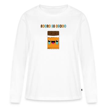 chocolat mignons - T-shirt manches longues Premium bio Femme - blanc - Devant - Julia (174cm)