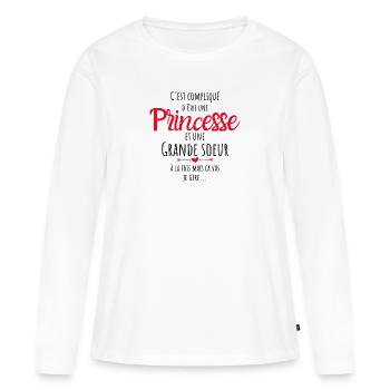 Princesse, princesse, princesse humour grande sœur - T-shirt manches longues Premium bio Femme - blanc - Devant - Julia (174cm)