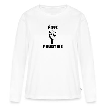 la Palestine libre - T-shirt manches longues Premium bio Femme - blanc - Devant - Julia (174cm)