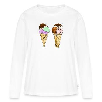 Eis - Frauen Premium Bio Langarmshirt - Weiß - Vorne - Julia (174cm)