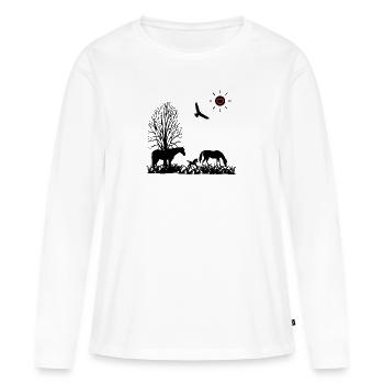 Chevaux - T-shirt manches longues Premium bio Femme - blanc - Devant - Julia (174cm)