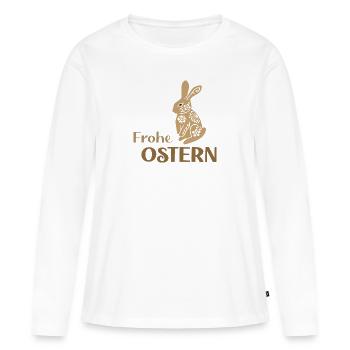 Frohe-Ostern - Frauen Premium Bio Langarmshirt - Weiß - Vorne - Julia (174cm)