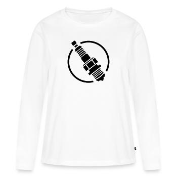Bougie d’allumage - Tournevis moteur - T-shirt manches longues Premium bio Femme - blanc - Devant - Julia (174cm)