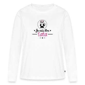 Future tata,bientôt tante - T-shirt manches longues Premium bio Femme - blanc - Devant - Julia (174cm)
