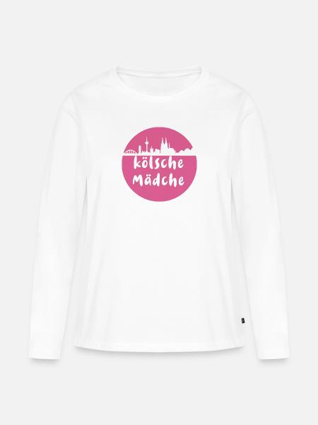 Köln, skyline,scherenschnitt,pink,kölsche mädche - Frauen Premium Bio Langarmshirt - Weiß
