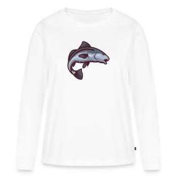 Poissons symbole de prospérité - T-shirt manches longues Premium bio Femme - blanc - Devant - Julia (174cm)