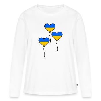 Ukraine - T-shirt manches longues Premium bio Femme - blanc - Devant - Julia (174cm)