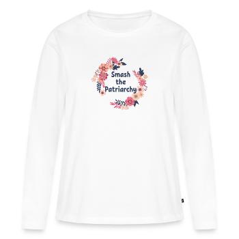 Smash the patriarche féministe cadeau féministe - T-shirt manches longues Premium bio Femme - blanc - Devant - Julia (174cm)