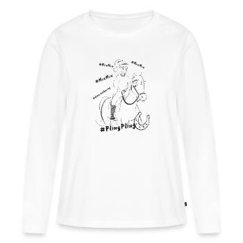 Bibi auf Sabrina Line Art #PlingPling - Frauen Premium Bio Langarmshirt - Weiß - Vorne - Julia (174cm)