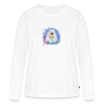 , pompom, malteser, hund ,spitz, hund, Malerei - Frauen Premium Bio Langarmshirt - Weiß - Vorne - Julia (174cm)