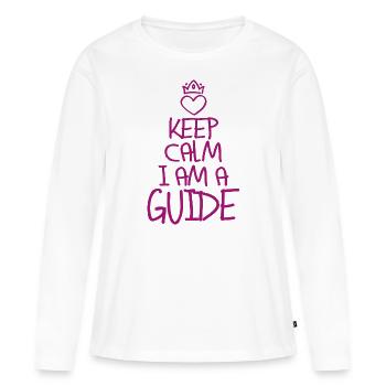 Keep Calm Guide cool guide gift - Women's Premium Organic Long Sleeve Shirt - white - Front - Julia (174cm)