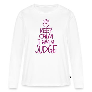 Restez calme Juge cool Juge Cadeau - T-shirt manches longues Premium bio Femme - blanc - Devant - Julia (174cm)