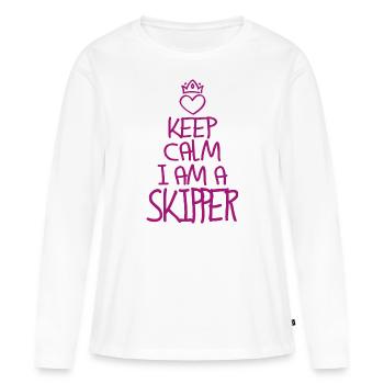 Gardez calm Skipper cool skipper cadeau - T-shirt manches longues Premium bio Femme - blanc - Devant - Julia (174cm)