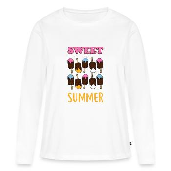 Doux été - T-shirt manches longues Premium bio Femme - blanc - Devant - Julia (174cm)