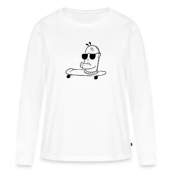 Skater Ork - Plateau aufm Racing Head (noir) - T-shirt manches longues Premium bio Femme - blanc - Devant - Julia (174cm)