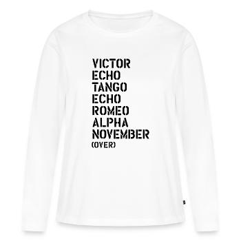 Victor Echo Tango Echo Romeo... over - VETERAN - T-shirt manches longues Premium bio Femme - blanc - Devant - Julia (174cm)