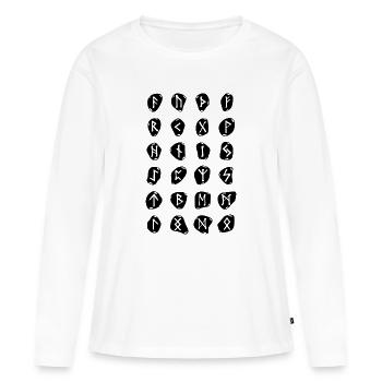 Runes symbole viking - T-shirt manches longues Premium bio Femme - blanc - Devant - Julia (174cm)