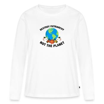 Destroy patriarchy not the planet Femme Féministe - T-shirt manches longues Premium bio Femme - blanc - Devant - Julia (174cm)