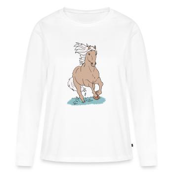 Pferd Pferde - Frauen Premium Bio Langarmshirt - Weiß - Vorne - Julia (174cm)