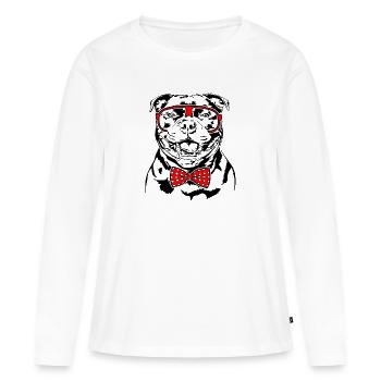 STAFFORDSHIRE BULL TERRIER Lunettes Chiens Wilsigns - T-shirt manches longues Premium bio Femme - blanc - Devant - Julia (174cm)