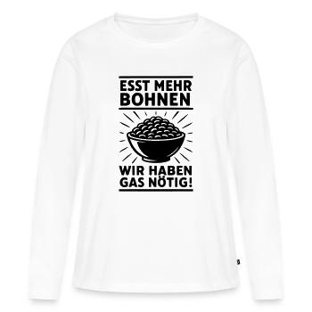 Les haricots mangent du gaz de pet - T-shirt manches longues Premium bio Femme - blanc - Devant - Julia (174cm)