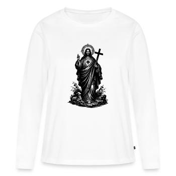 Mon Dieu - T-shirt manches longues Premium bio Femme - blanc - Devant - Julia (174cm)