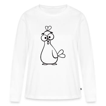 Odd Cartoon Chicken Illustration - Women's Premium Organic Long Sleeve Shirt - white - Front - Julia (174cm)