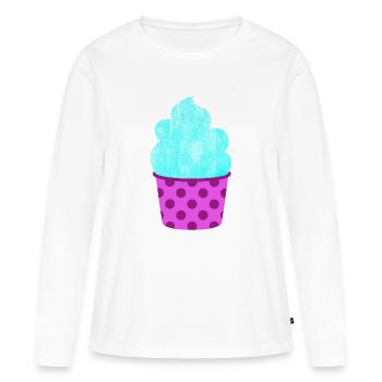 Glace Glace Points, Glace Douce Été - T-shirt manches longues Premium bio Femme - blanc - Devant - Julia (174cm)