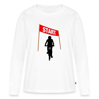 Cycling Start Line - Women's Premium Organic Long Sleeve Shirt - white - Front - Julia (174cm)