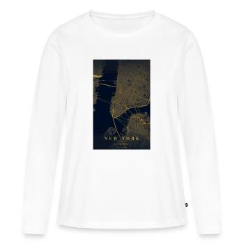 Carte des rues de New York en or - T-shirt manches longues Premium bio Femme - blanc - Devant - Julia (174cm)
