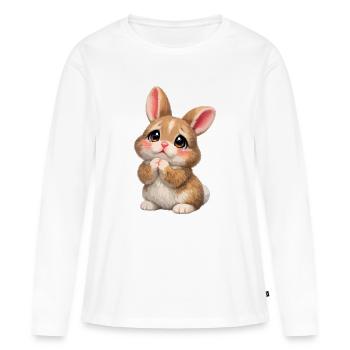 Cute Rabbit: Liebevoll Kuscheln - Frauen Premium Bio Langarmshirt - Weiß - Vorne - Julia (174cm)