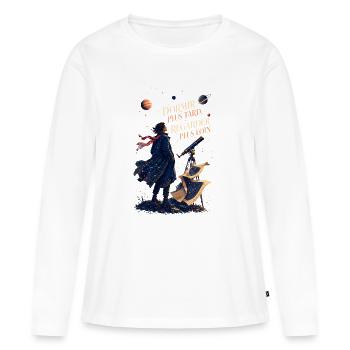 Rêverie Astronomique: Voir Plus Loin - T-shirt manches longues Premium bio Femme - blanc - Devant - Julia (174cm)