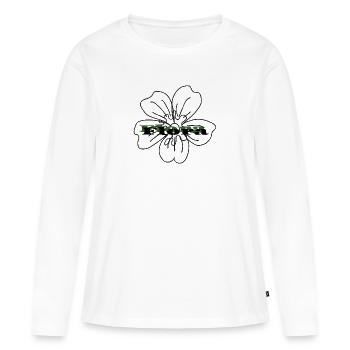 Fleur d’argent – L’argent ne pousse pas sur les arbres Design - T-shirt manches longues Premium bio Femme - blanc - Devant - Julia (174cm)