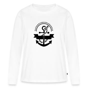 Anker Nautik Seefahrer Pier Meer maritim - Frauen Premium Bio Langarmshirt - Weiß - Vorne - Julia (174cm)