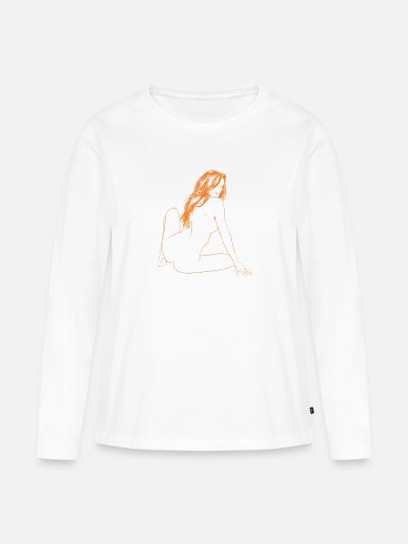 Nackte Frau - Frauen Premium Bio Langarmshirt - Weiß