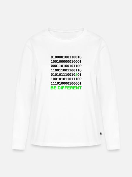 Nerd - Binär - Frauen Premium Bio Langarmshirt - Weiß