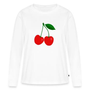 cerises - T-shirt manches longues Premium bio Femme - blanc - Devant - Julia (174cm)