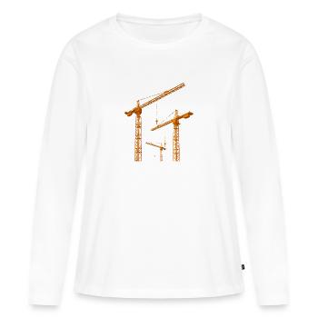 Grues de construction, chantier, industrie - T-shirt manches longues Premium bio Femme - blanc - Devant - Julia (174cm)