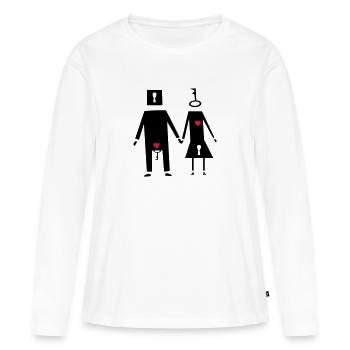 couple couple drôle - T-shirt manches longues Premium bio Femme - blanc - Devant - Julia (174cm)