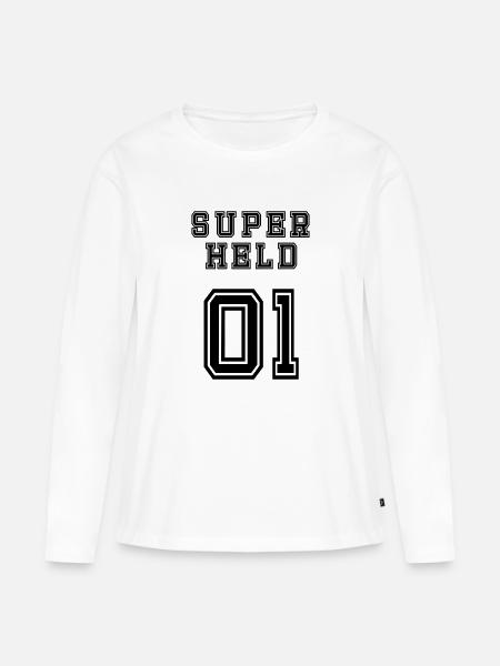 Superheld - Frauen Premium Bio Langarmshirt - Weiß